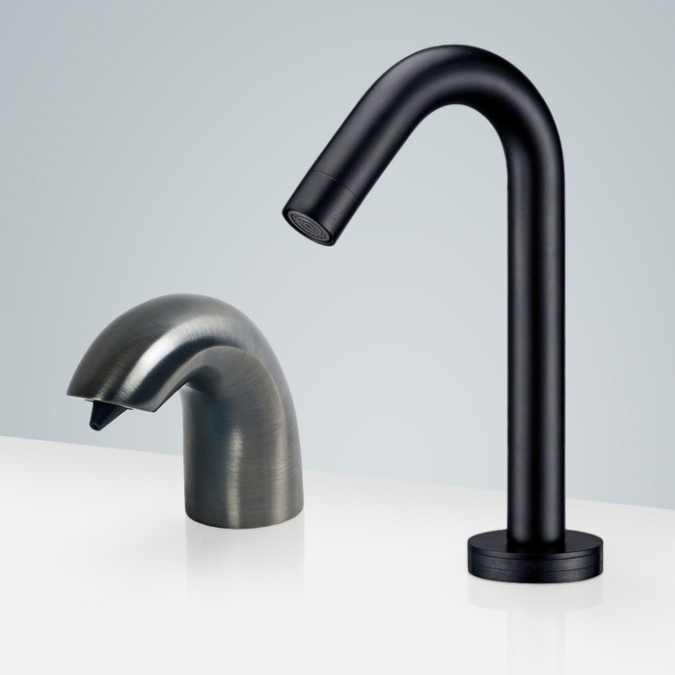 Le Havre dark oil rubbed bronze touchless faucet and foam soap dispenser
