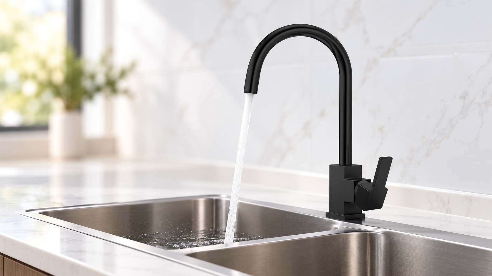 Verona white double bowl kitchen sink for multifamily residential developments
