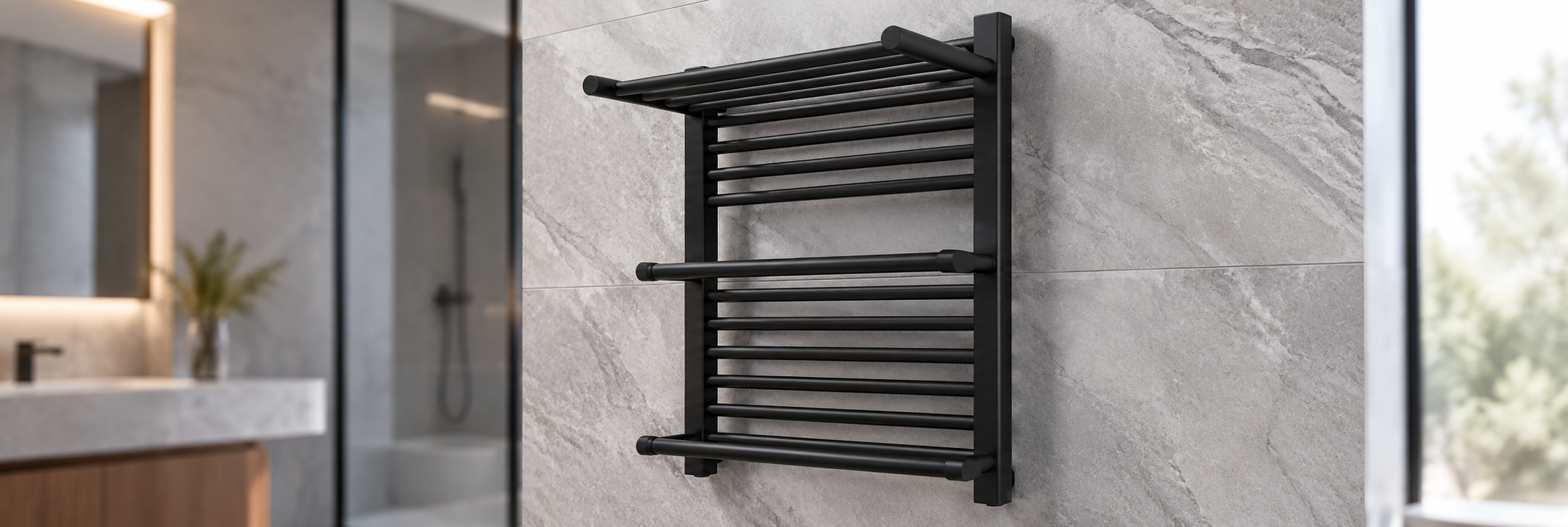 BathSelect oil-rubbed bronze double-layer electric towel warmer with intelligent temperature control