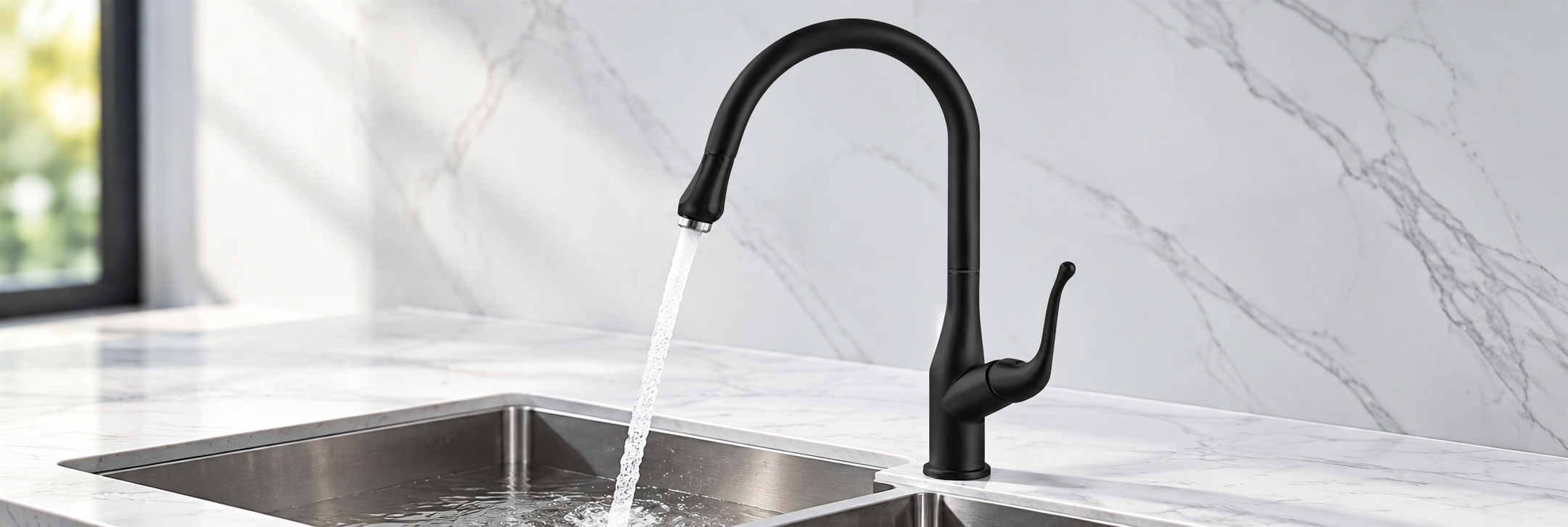 BathSelect pull down kitchen faucet with flexible sprayer