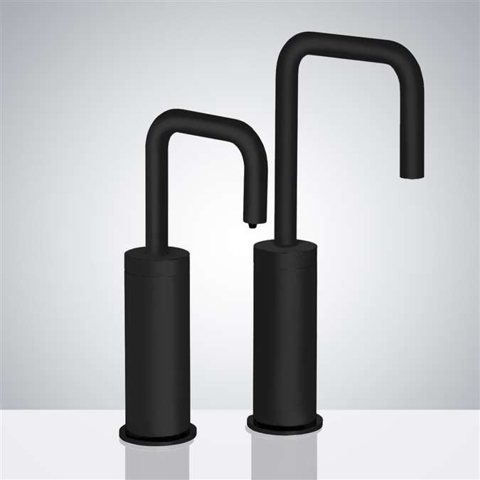 Verona commercial matte black automatic motion sensor faucet and soap dispenser