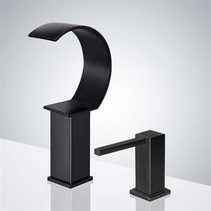 Mugla waterfall oil rubbed bronze sensor faucet and soap dispenser
