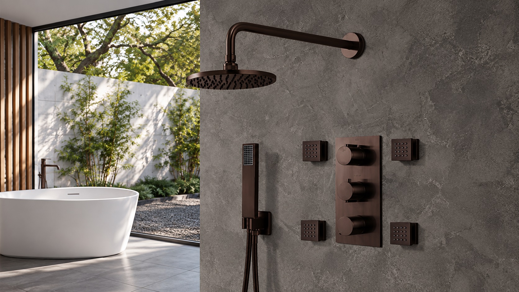BathSelect best selling oil rubbed bronze shower systems with rainfall and handheld shower functions