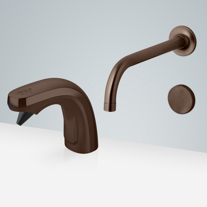 Lyon light oil rubbed bronze sensor faucet and liquid foam soap dispenser