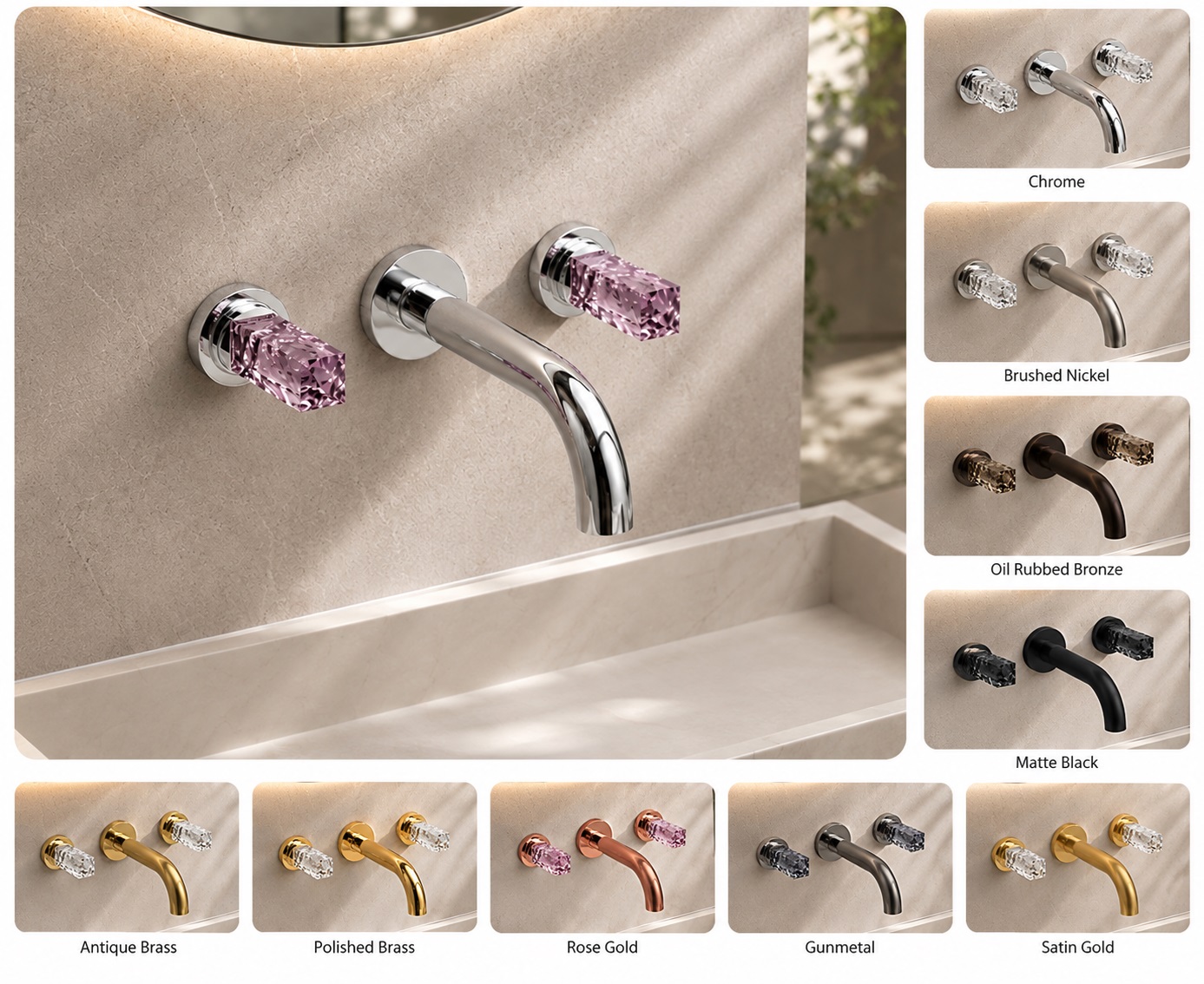 BathSelect Arden Mist Chrome dual handle wall-mounted commercial bathroom faucet BS7008CH