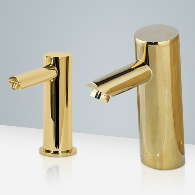 Milan gold platinum automatic thermostatic sensor faucet and soap dispenser