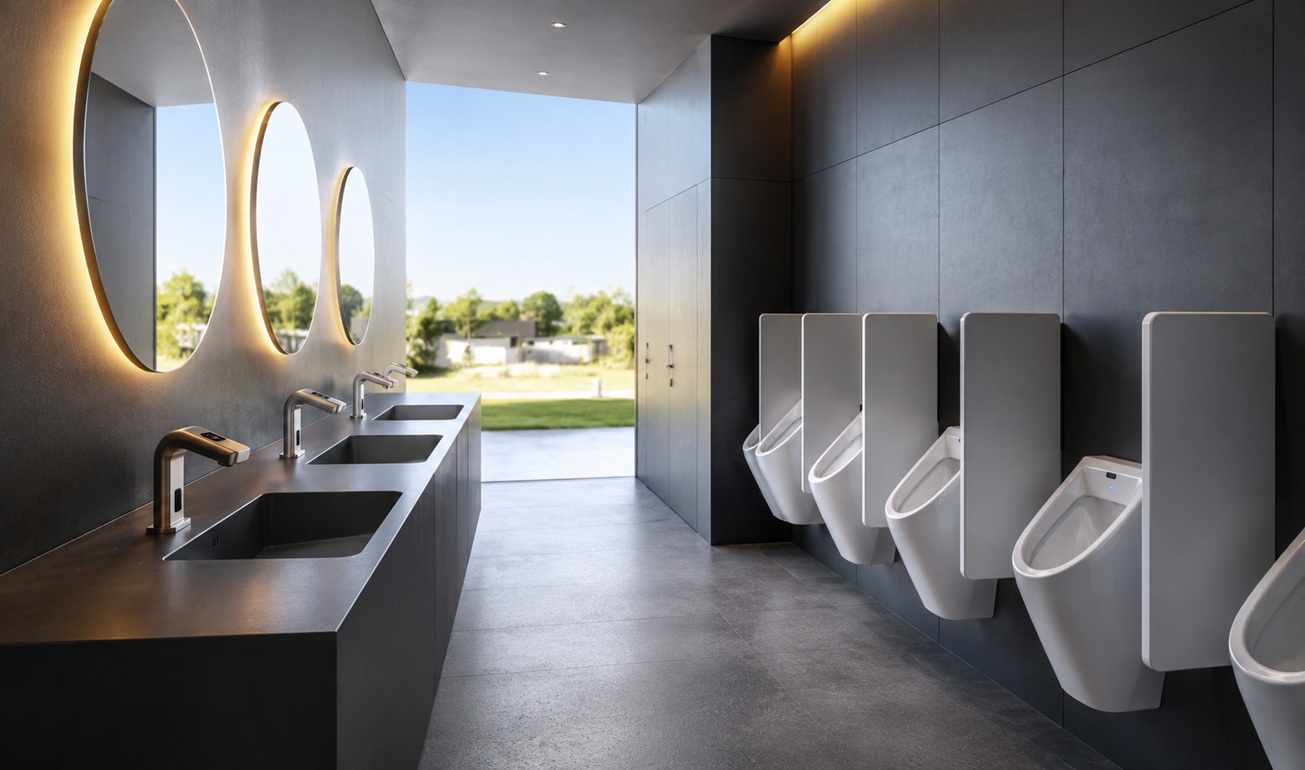 Resilient public restroom product selection with easy maintenance and community-centered fixture planning