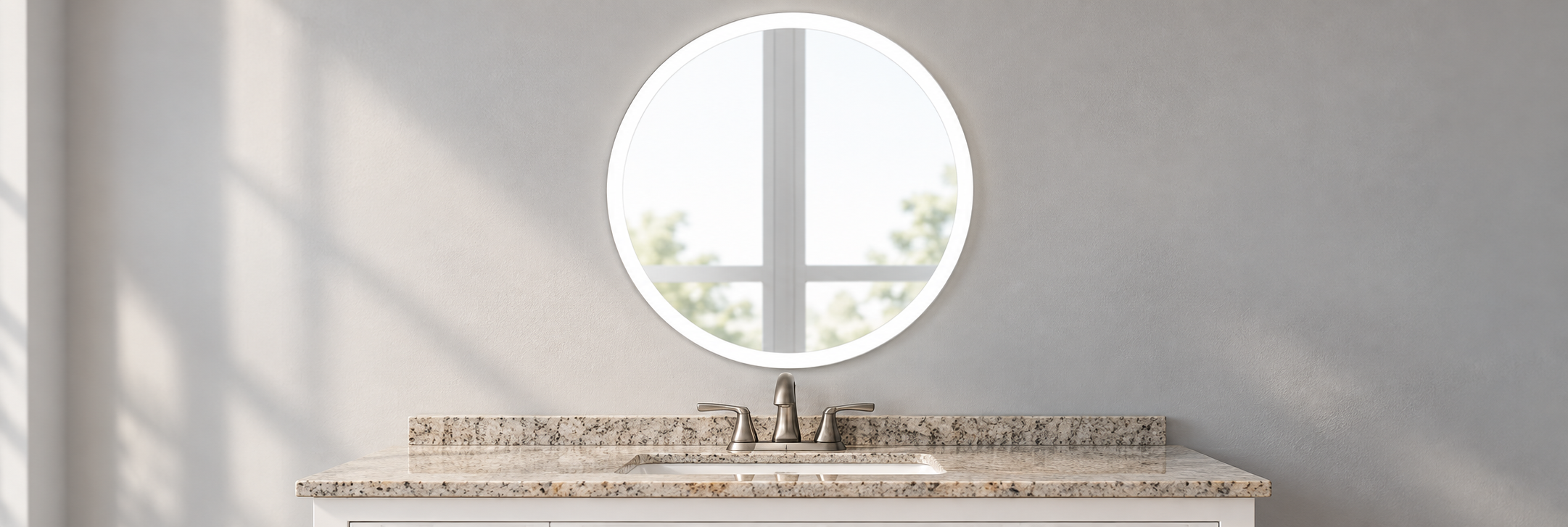 BathSelect round illuminated LED bathroom vanity mirror with touch control
