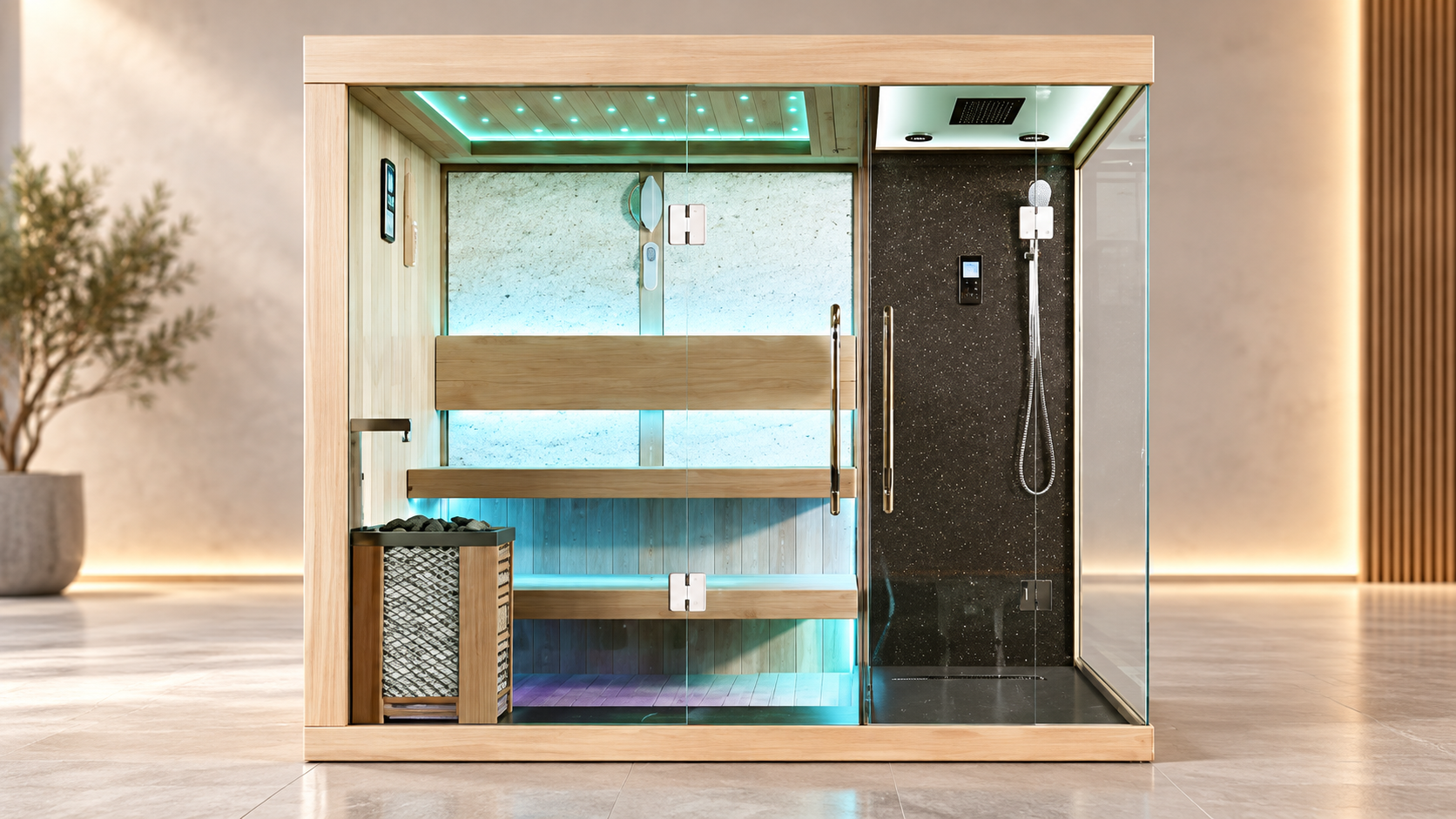 Infrared home sauna for a private residential wellness space