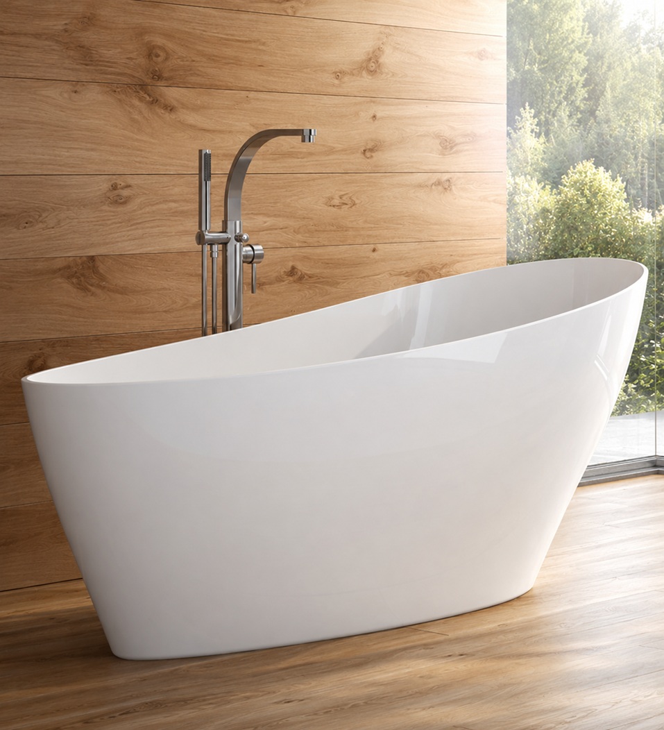 White Freestanding Whirlpool Bathtub