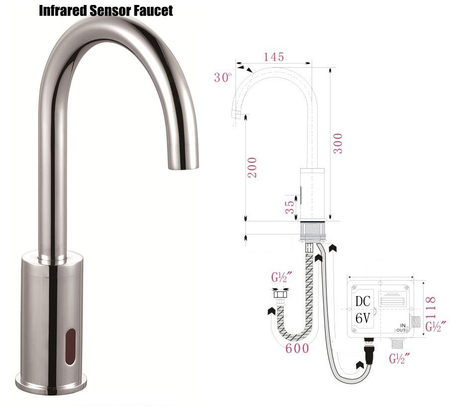 Wella Goose Neck Automatic Commercial Sensor Faucet B510 - Gold Tone Finish