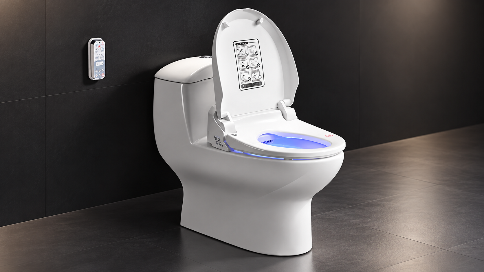BathSelect intelligent electronic bidet toilet seat with remote control for hospitality bathrooms