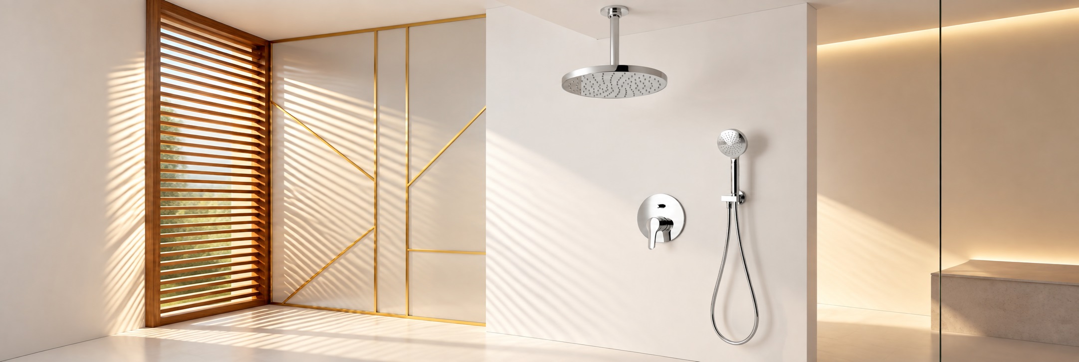 BathSelect polished chrome round ceiling rainfall shower system with handheld sprayer
