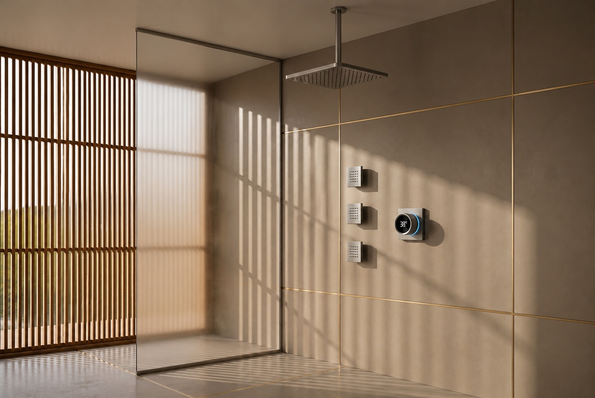 Mineral buildup inside shower head spray nozzles