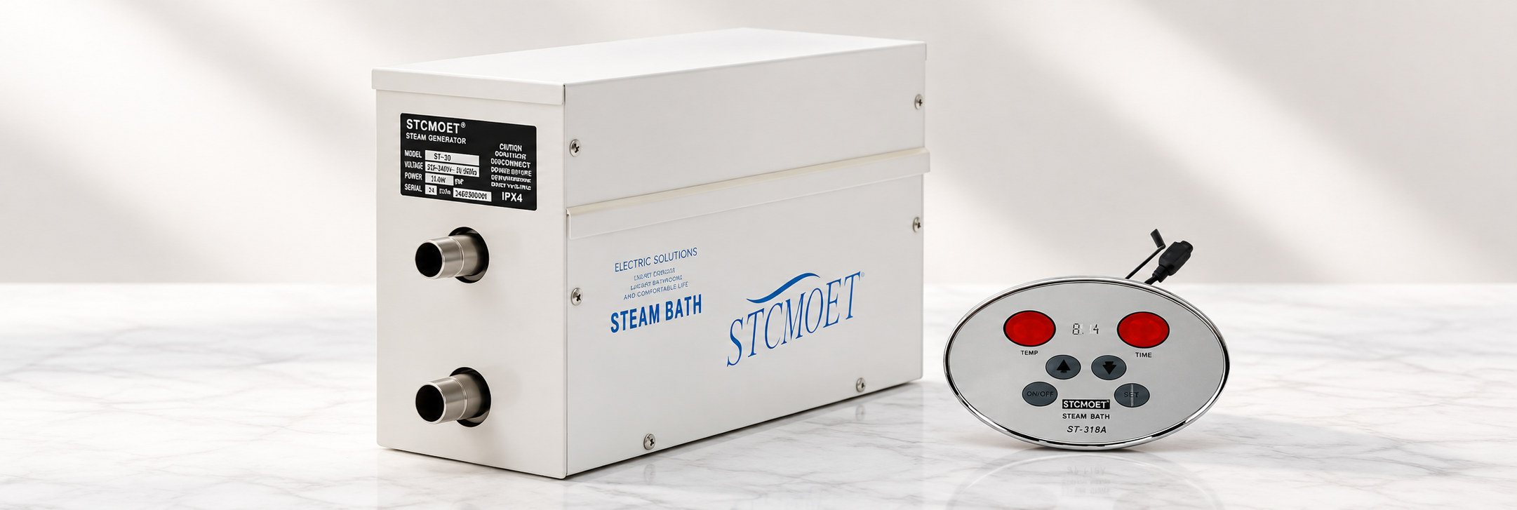 BathSelect 3 kW stainless steel electric steam generator