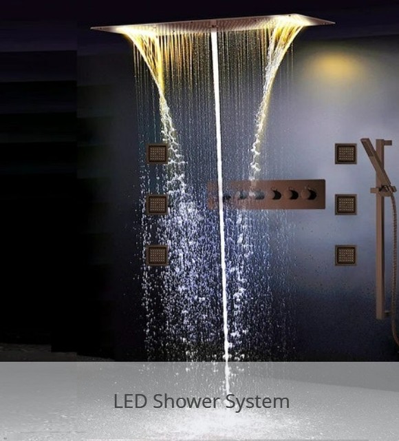 Details about   Luxury Bathroom Shower Set LED 44" Rain Shower Head Set Body Massage Spray Jets 