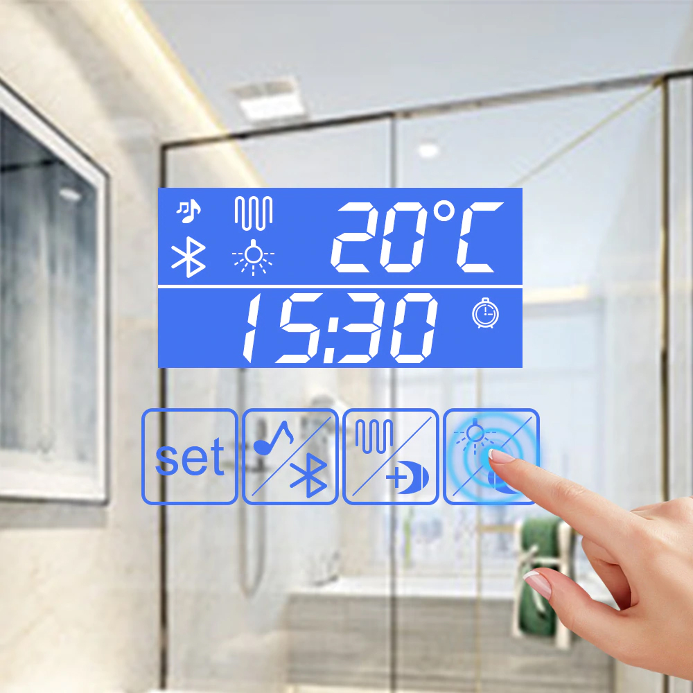 Smart Bathroom Mirror With Intelligent Touch Control And Rectangular Frosted Strip