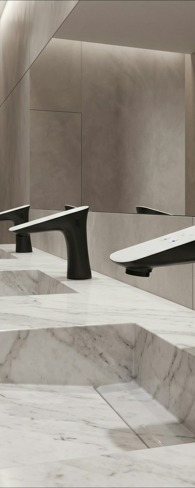 BathSelect touchless faucet restroom layout