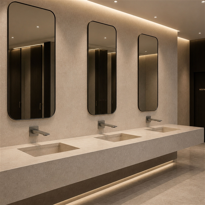 Retail and shopping center restroom fixtures