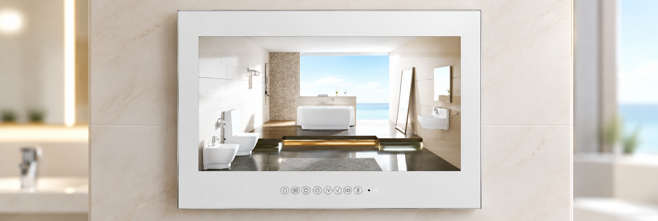 BathSelect 10.4-inch waterproof bathroom mirror television with LED display