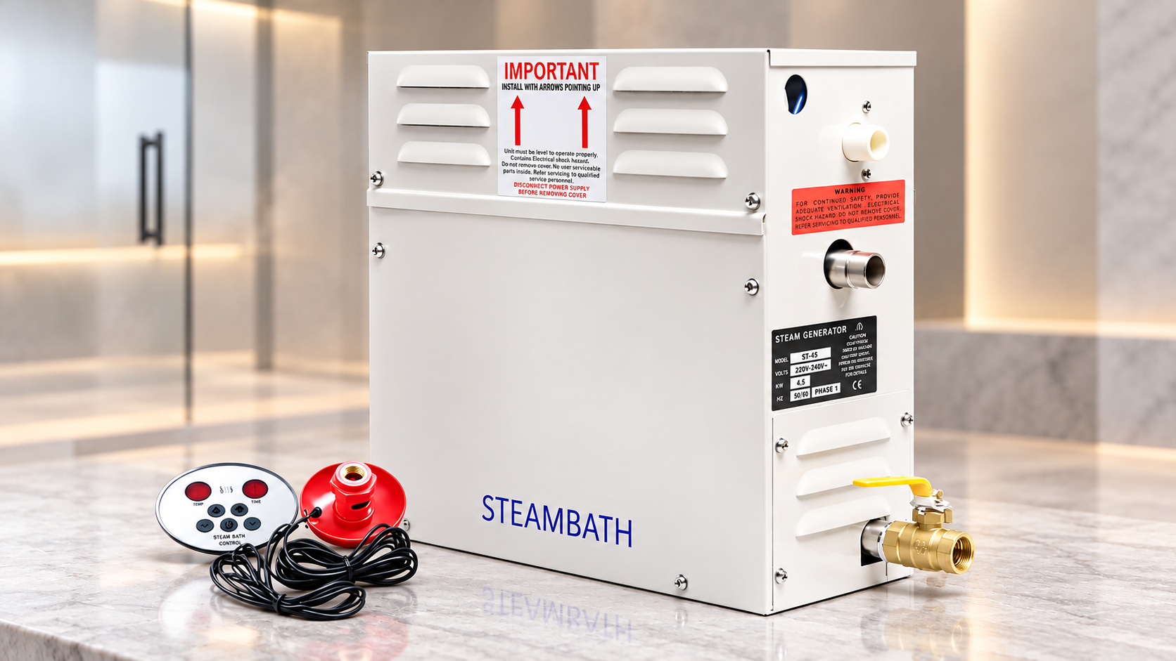 Steam generator system for hotel spas, resorts and wellness facilities