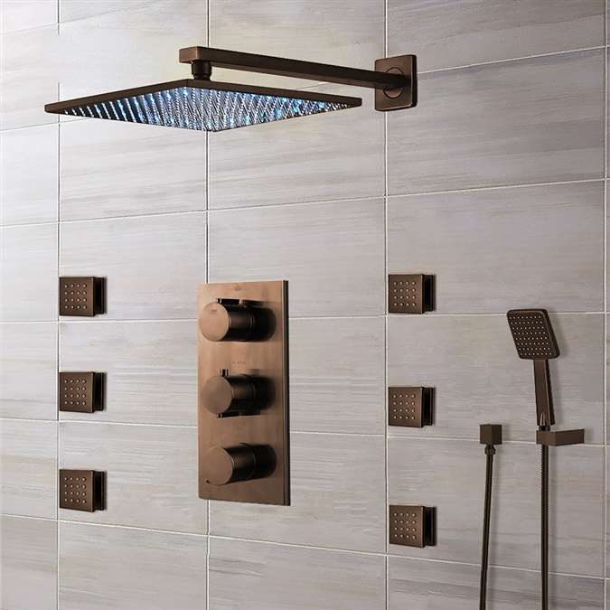 Modern, Stylish & Functional! Shop On Sale Now Oil rubbed bronze Sierra  Multi Color Water Powered Led Shower With Adjustable Body Jets And  Mixer-Wall Mount Style One Week Sale!