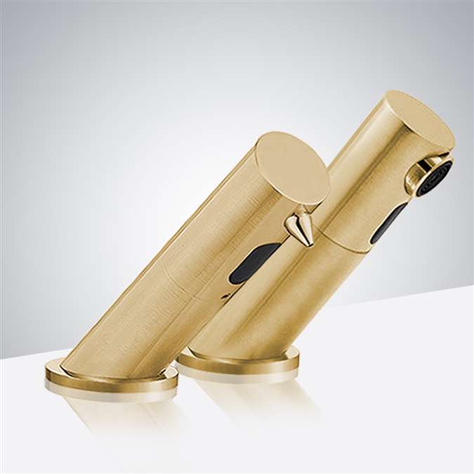 BathSelect Contemporary Brushed Gold Automatic Commercial Sensor Faucet