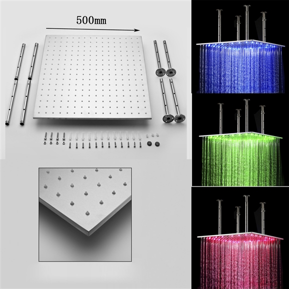 BathSelect 24 inch Multi Color Water Powered LED Ceiling Mount Shower Head with Digital Mixer image 4
