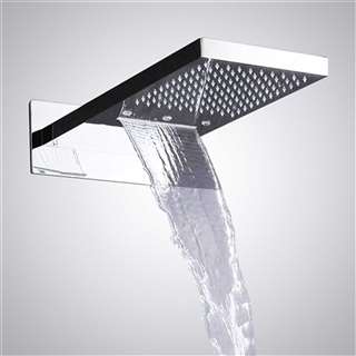 For Hospitality Romo 22" Contemporary RGB Multi Color Water Powered LED Shower Head In Chrome Finish
