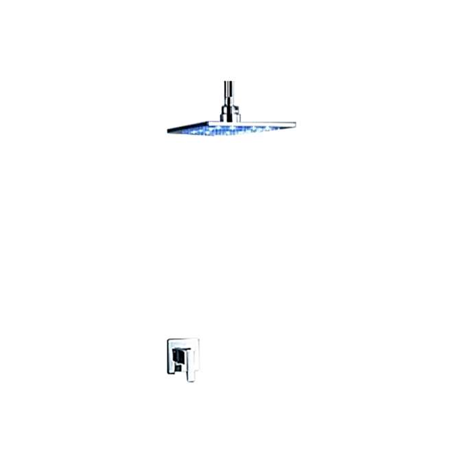 Briano Contemporary Brass Square Multi Color LED Rain Shower Head With Solid Brass Mixer