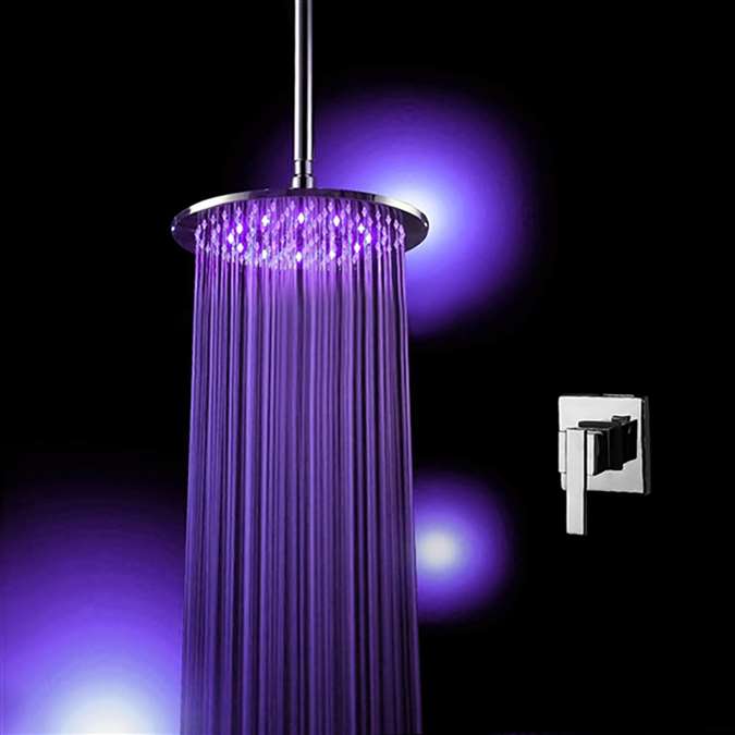 Lima Round Color Changing Water Powered Shower Solid Brass Built in Mixer