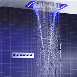color changing Multifunction Mist Spray Waterfall Ceiling Mount Rain Shower System