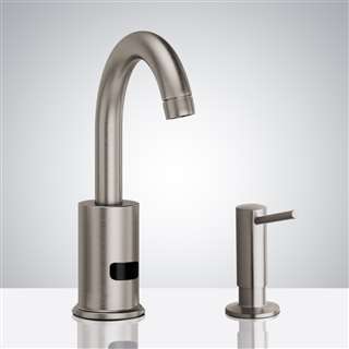 BathSelect Brushed Nickel Infrared Automatic Electronic Commercial Faucet with Manual Soap Dispenser
