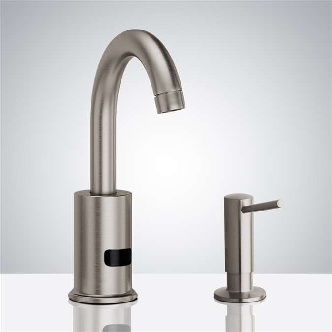Bathselect Brushed Nickel Commercial Infrared Automatic Electronic Faucet With Manual Soap Dispenser