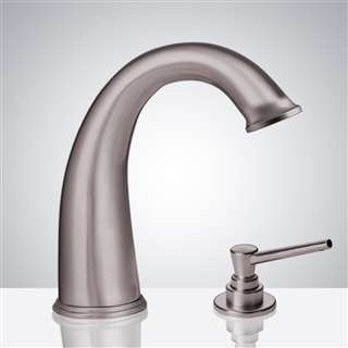 BathSelect Brushed Nickel Infrared Automatic Electronic Commercial Faucet with Manual Soap Dispenser