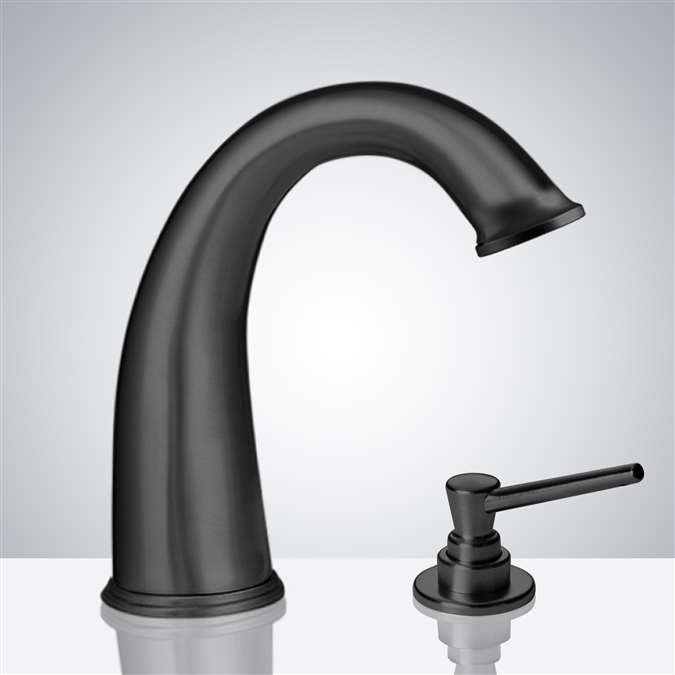 BathSelect Dark Oil Rubbed Bronze Commercial Automatic Sensor Faucet with Manual Soap Dispenser