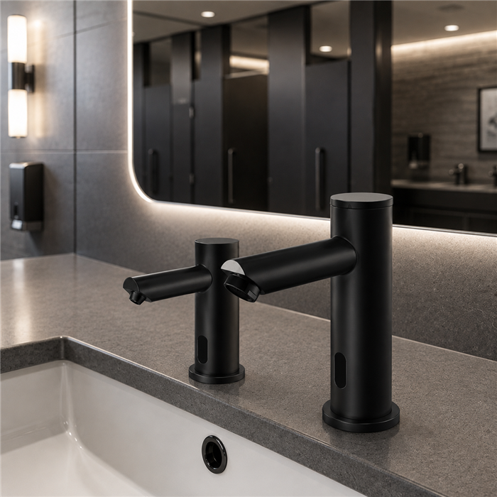 BathSelect Solo brushed nickel touchless faucet and soap dispenser service planning