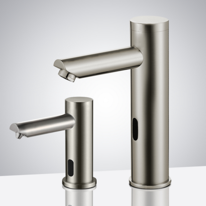 BathSelect Solo Brushed Nickel Touchless Motion Activated Sink Faucet And Soap Dispenser