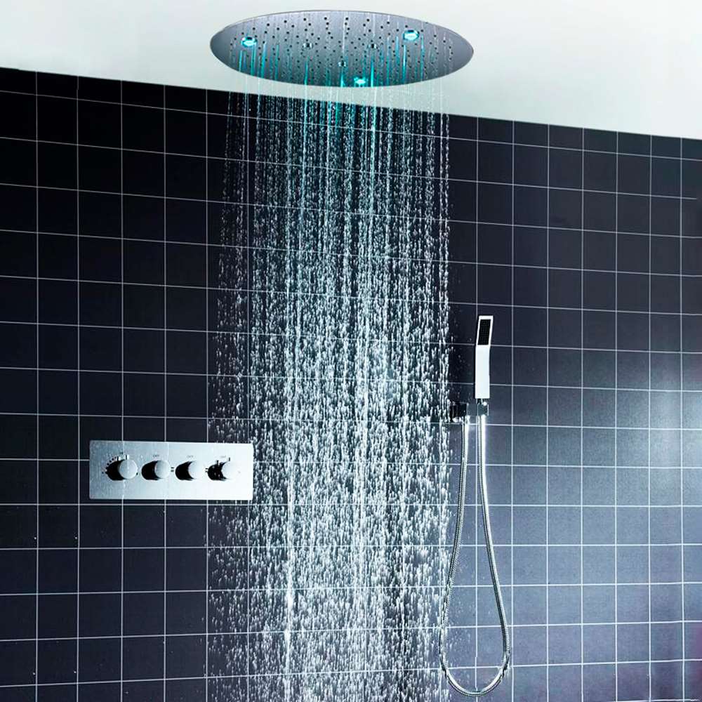 20 inch round LED ceiling mount showerhead set (BS-80318)