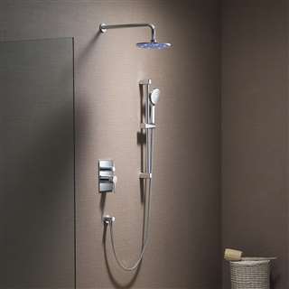 BathSelect Hospitality Brushed Nickel Wall Mounted Round Shower With Handshower And Dual Controller
