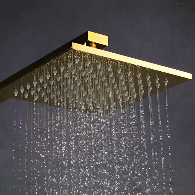 Génial Gold Brass Rainfall Shower Set With Waterfall Tub Spout & Handshower