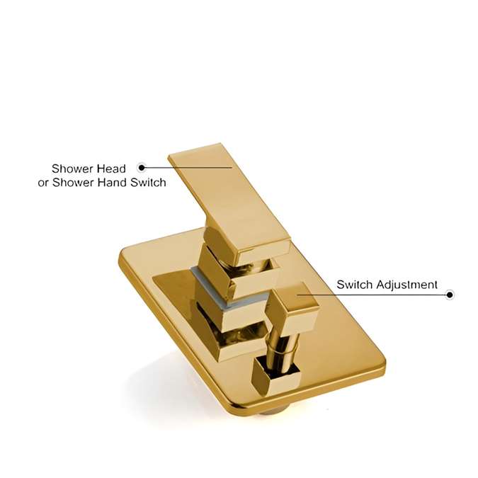 G�nial Gold Brass Rainfall Shower Set with Waterfall Tub Spout & Handshower