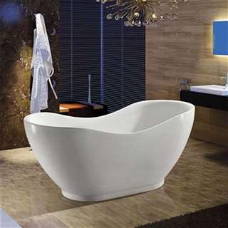 Bathtub Fontana 67" Freestanding Oval Hospitality Bath Tub - Acrylic White