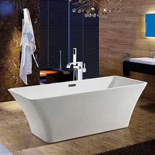 BathSelect 67-Inch Freestanding Acrylic Bathtub with Hospitality Floor Tub Filler