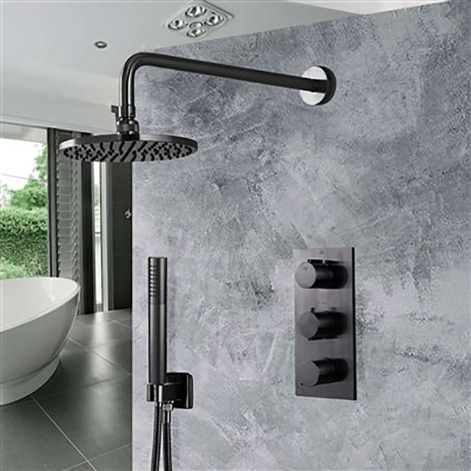 Hostelry BathSelect Matte Black Rainfall Shower Set with Handheld ...