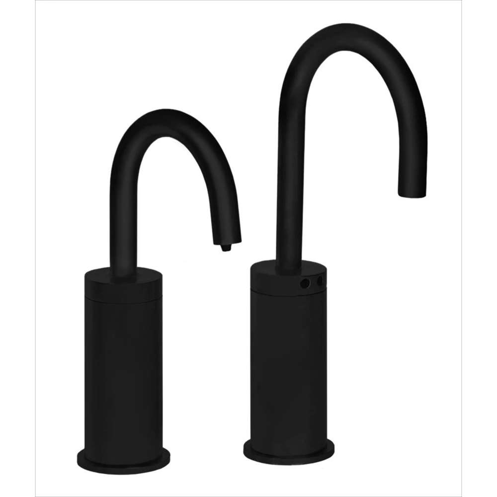 Luna Goose Neck Brushed Nickel Finish Freestanding Dual Automatic Commercial Sensor Faucet And Soap Dispenser