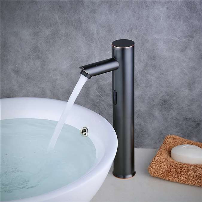 BathSelect Solo matte black commercial touchless faucet and soap dispenser collection