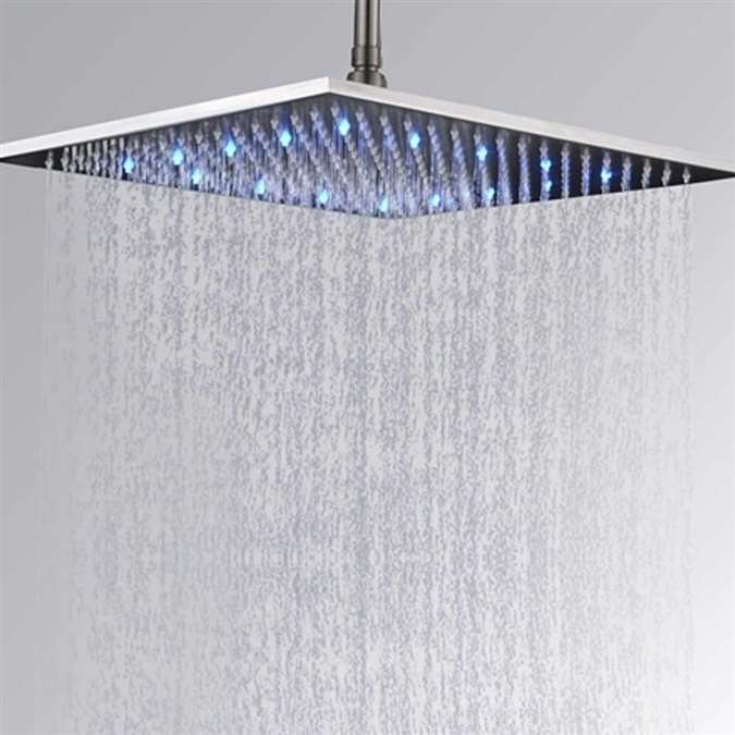 Browse Hotel Cholet Brushed Nickel 16-inch LED Ceiling Rain Shower Head ...