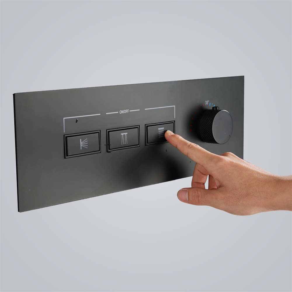 Four Function Horizontal Matte Black Shower Mixer