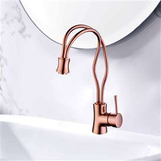 Deauville Hot and Cold Rose Gold Deck Mounted Kitchen Sink Faucet